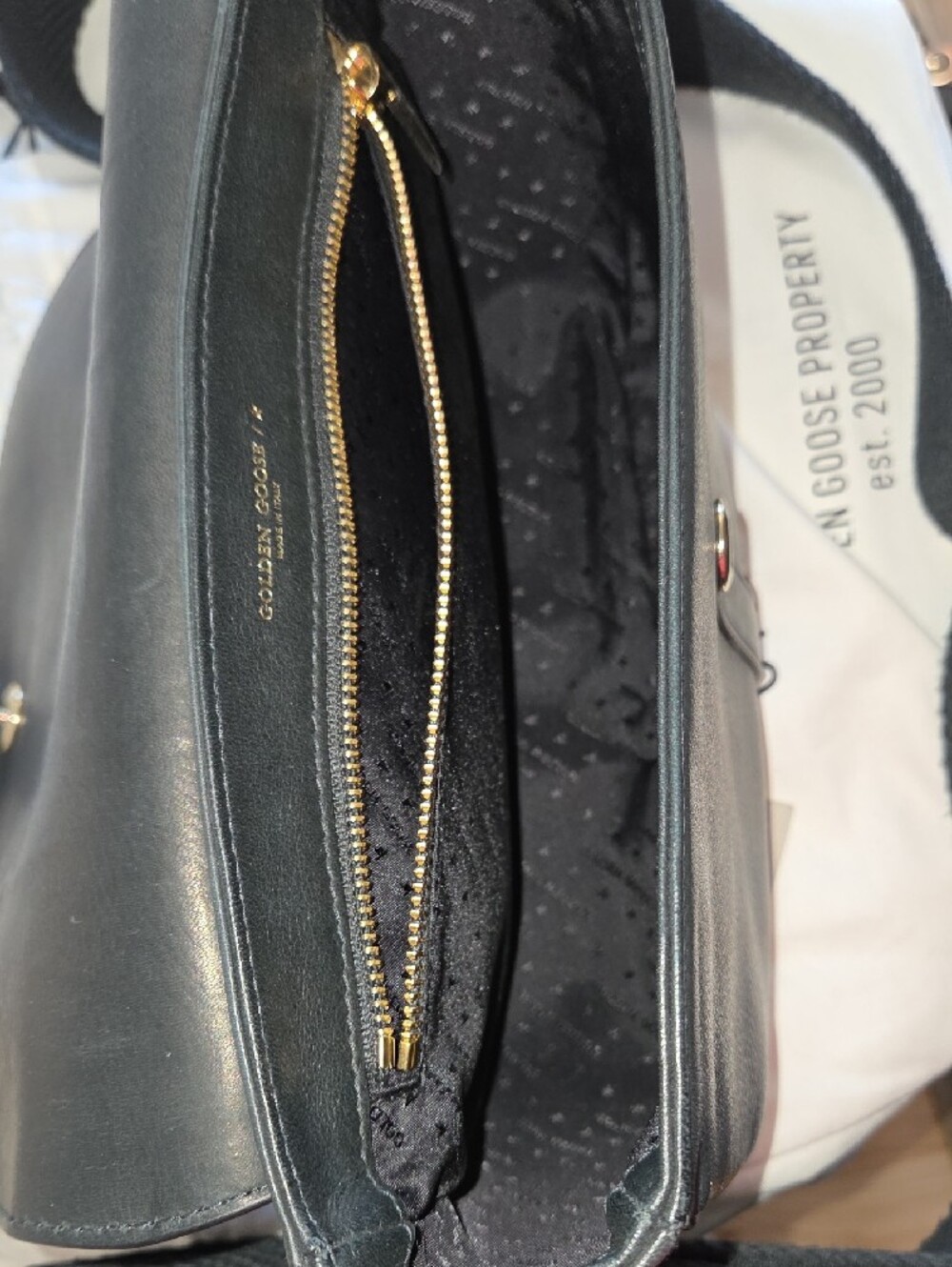 Golden Goose Sally Black Leather Crossbody Bag with Gold Buckle - Picture 4 of 10